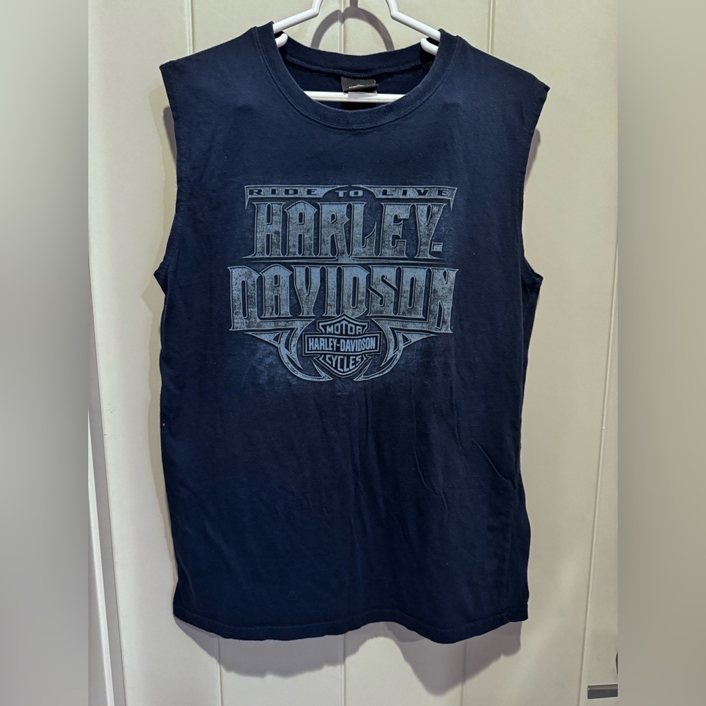 Harley-Davidson Navy Blue Sleeveless Logo Tank Top